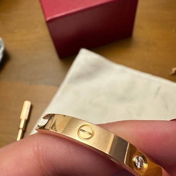 ✅ Cartier ⭐️  LOVE BRACELET, 4 DIAMONDS - Rose Gold - Size 18 - Picture 11 of 15